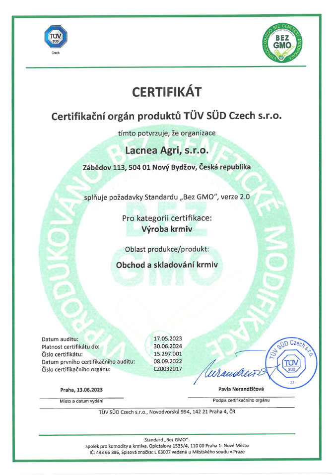 BEZ GMO Certifikát