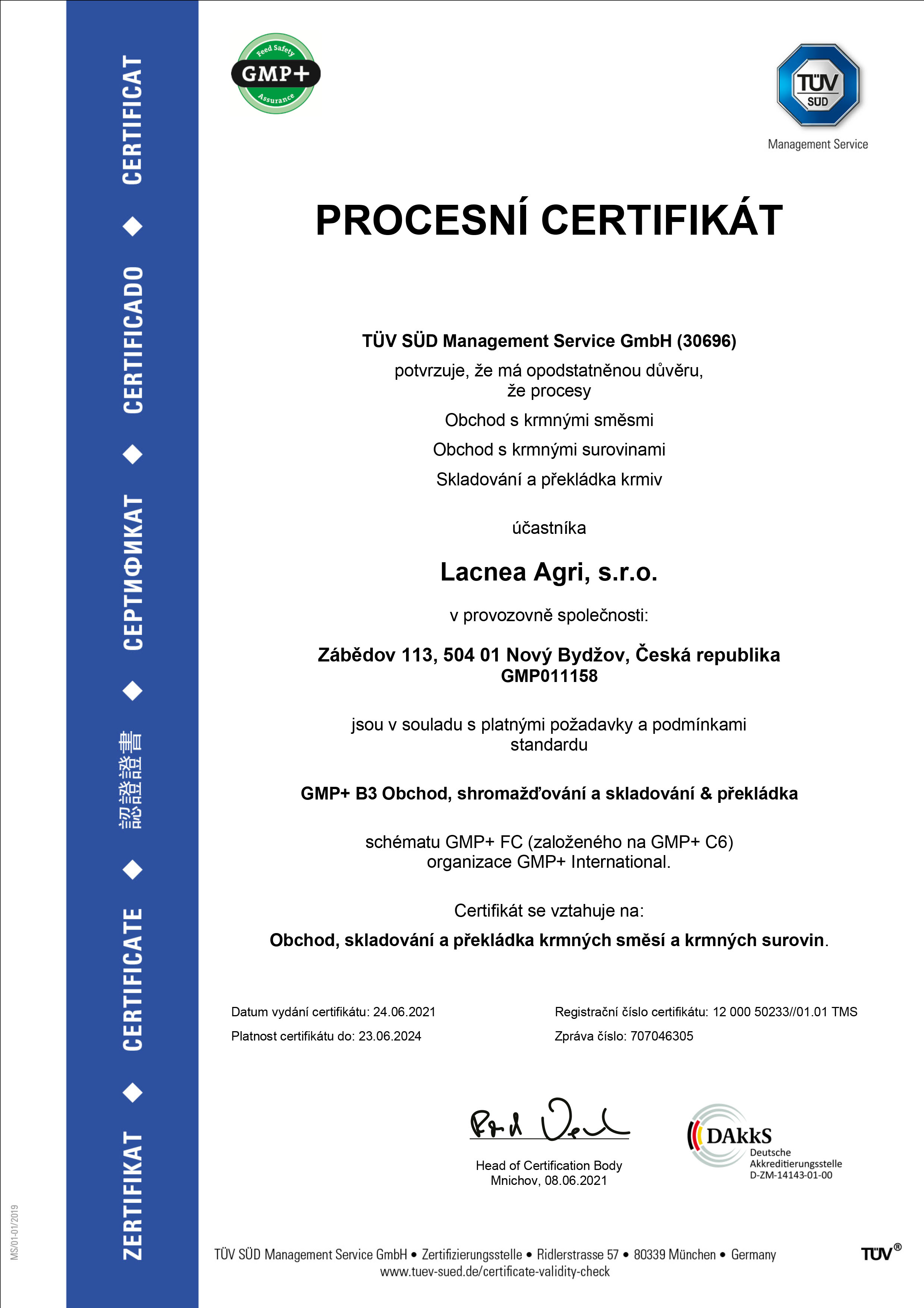 Certifikát GMP+